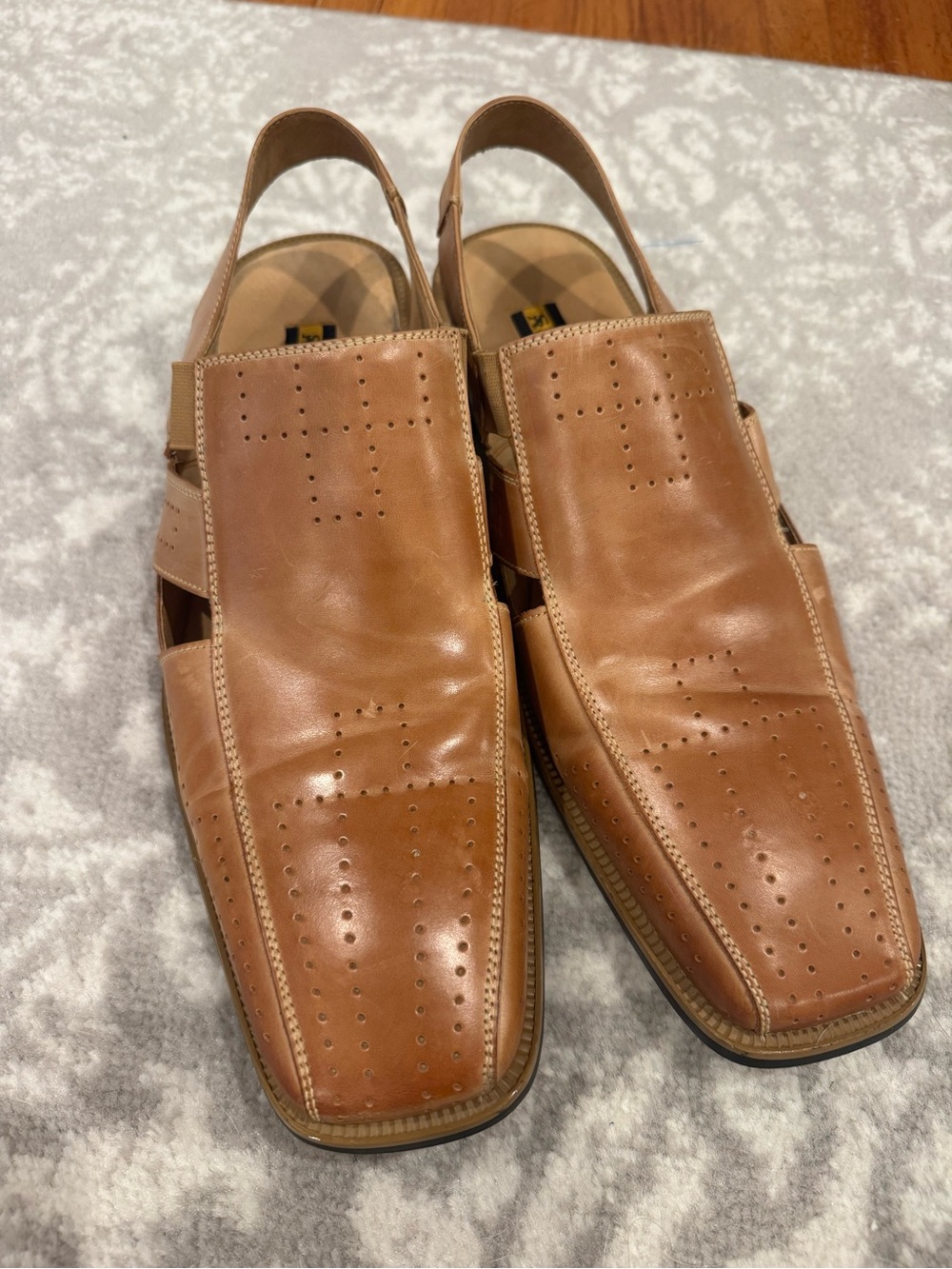 STACY ADAMS Brown Closed Toe Slingback Leather Sandals Shoes Men US 11.5 M